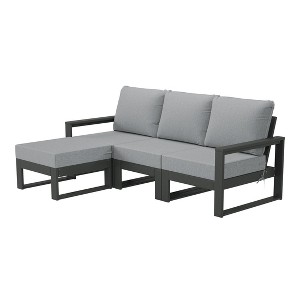 WestinTrends Montara 4-Piece Outdoor HDPE All-Weather Modern Deep Seating Patio Sofa Sectional Set with Waterproof Cushions - 1 of 4