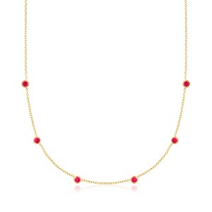 Pure Collection by Ross-Simons 0.80 ct. t.w. Bezel-Set Lab-Grown Ruby Station Necklace in 18kt Gold Vermeil Size 16 - 1 of 4