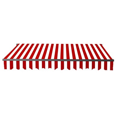 ALEKO 20' x 10' Red and White Striped Motorized Patio Awning
