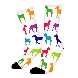Colorful Horse Women Printed Crew Socks Funny Funky Socks Soft Polyester Novelty Gifts for Artists Men - 1 of 1