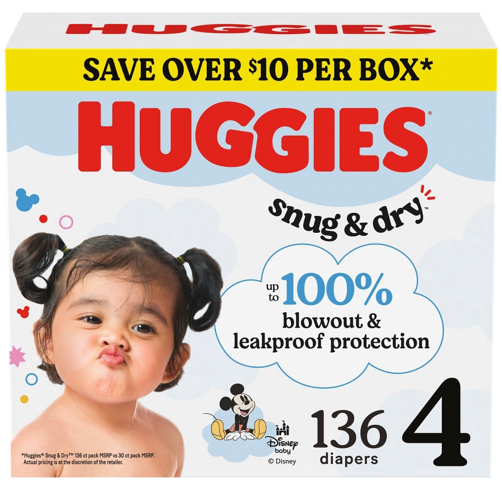 Photos - Nappies Huggies Snug & Dry Disposable Diapers - Size 4 - 136ct 