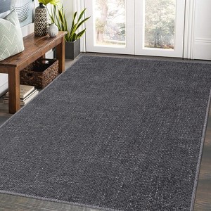 Modern Solid Textured Area Rug Ultra-Thin Low Pile Washable Rug - 1 of 4