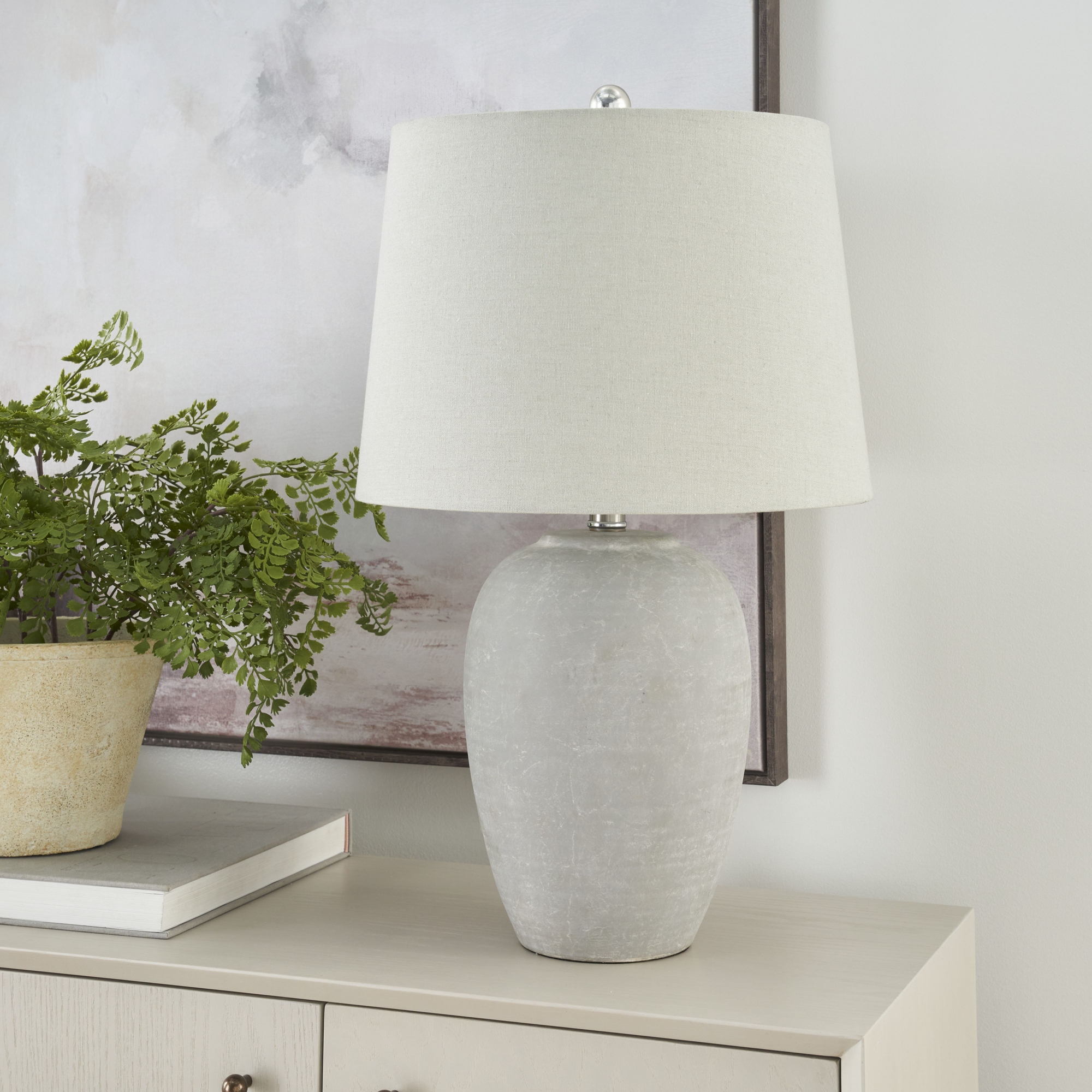 23" Grey Unglazed Ceramic Urn Table Lamp - Target
