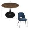 Harold+Edwin 5-Piece Dining Table Set Walnut Foil Round Top Pedestal Dining Room Set with 4 Upholstered Chairs for Apartment - Maison Boucle - 4 of 4