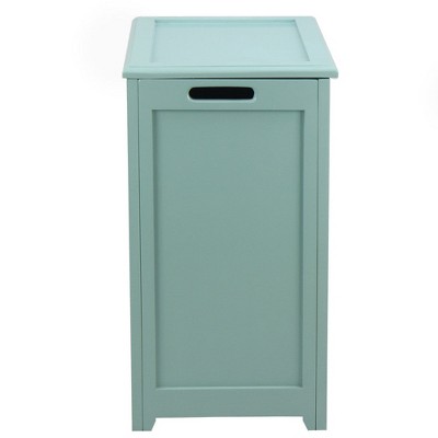 Turquoise MDF Wood Upright Laundry Hamper with Lid