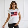 Knit & Lounge Women’s Knit Sleeveless Top American Flag Graphic Crew Neck Rolled Cap Sleeves Sweater - 4 of 4