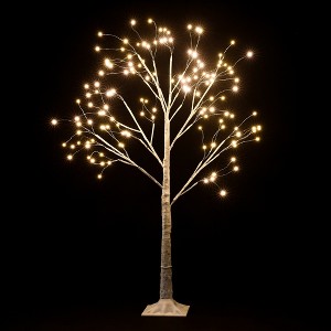 LuxenHome Lighted LED 3.9Ft White Birch Twig Tree Decoration, Artificial Birch Tree with Metal Base - 1 of 4