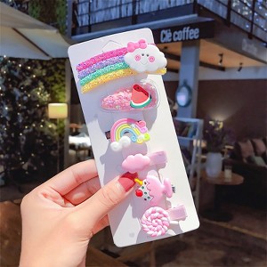 MyKids-Usa Sweet Girls Candy Color Cartoon Pattern BB Clips One-word Hair Clips 1 BaG - 1 of 4