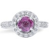 Pompeii3 1 5/8ct Pink Sapphire & Diamond Vintage Engagement Ring 14K White Gold - 2 of 4