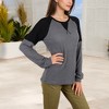 Anna-Kaci Women's Waffle Knit Top with Raglan Color Block Sleeves and Crew Neck - 4 of 4