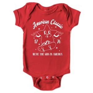 The Juniper Shop American Classic Kids In America Baby Short Sleeve Bodysuit - 12M - Red - 1 of 4