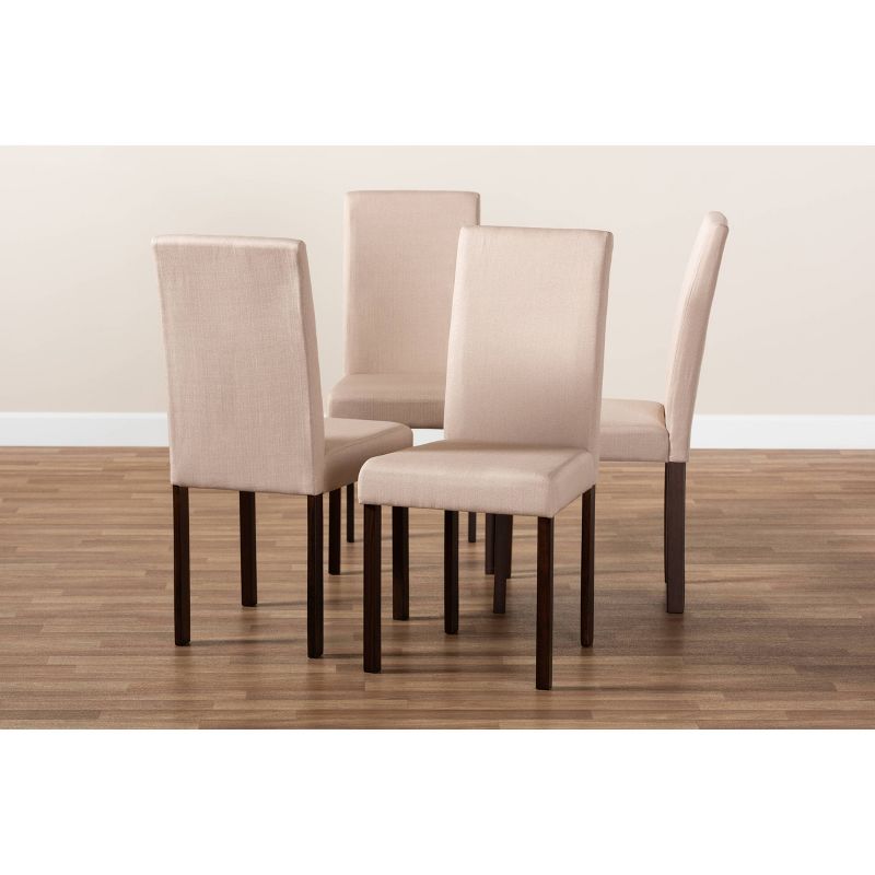 Set of 4 Andrew Contemporary Espresso Wood Finish Fabric Dining Chairs Beige - Baxton Studio: Upholstered, Armless, Foam Padded, 6 of 8