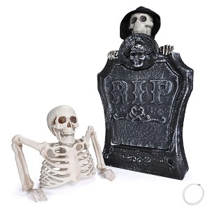 Yescom Animated Halloween Tombstone Lighted Decor Creepy Voice Pop Up Skull Light Up Eyes with Half Skeleton Outdoor 2025 - 1 of 4