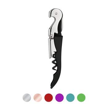 True TrueTap Double Hinged Waiter’s Corkscrew, Black Wine Bottle Opener with Foil Cutter, Wine Key