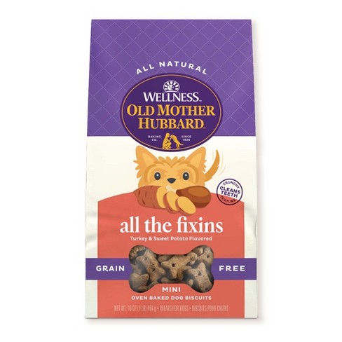 Old Mother Hubbard By Wellness Grain Free All The Fixins Biscuits Mini Oven Oven Baked With Turkey And Sweet Potato Dog Treats 16oz Target