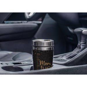 Elanze Designs Mom Fuel Leopard Print Grey 17 Ounce Stainless Steel Travel Tumbler - 1 of 2