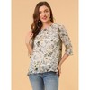 INSPIRE CHIC Women's Round Neck Ruffle 3/4 Sleeve Floral Print Chiffon Blouse - 4 of 4