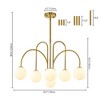 Rennnsan Fermon 30" W 6 -Light Milk Glass Dimmable Contemporary Sputnik Chandelier in Brass & Matte Black - 4 of 4