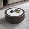 GDFStudio Vogt Round Wood and Poly Side Table with Sturdy Pedestal - 2 of 4