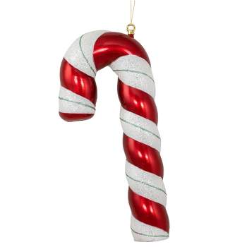 Northlight 22" Shatterproof Candy Cane with Green Glitter Commercial Christmas Ornament