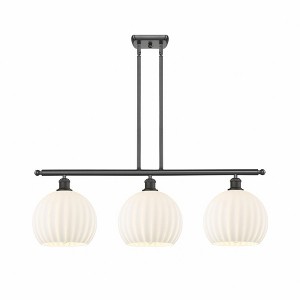 White Venetian - 3 Light Stem Hung Island In Modern Style-12.5 Inches Tall and 36.5 Inches Wide - 1 of 1