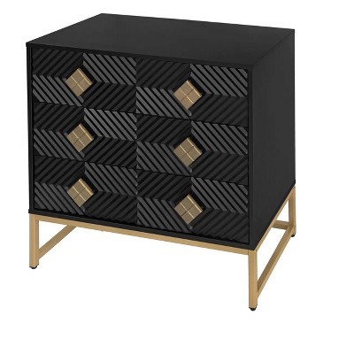 31.5 in. 3 Drawer Storage Cabinet Decorative Embossed Pattern Door for Entryway