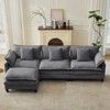 130''  Modular Sectional Sofa, 3 Seater Corduroy Couch with Ottoman & Throw Pillows, Modern Grey L-Shaped Sofa,Cloud Deep Seat Couch for Living Rooms - 4 of 4