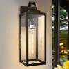 DORESshop 18 in. 2-Pack Large Black Dusk to Dawn Outdoor Waterproof Lantern Wall Lights with Clear Glass Shade T30 Bulbs Included - 2 of 4