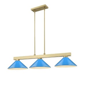 Cobalt 3-Light Billiards Light with Conical Metal Shades - Perfect for Game Rooms - 1 of 4