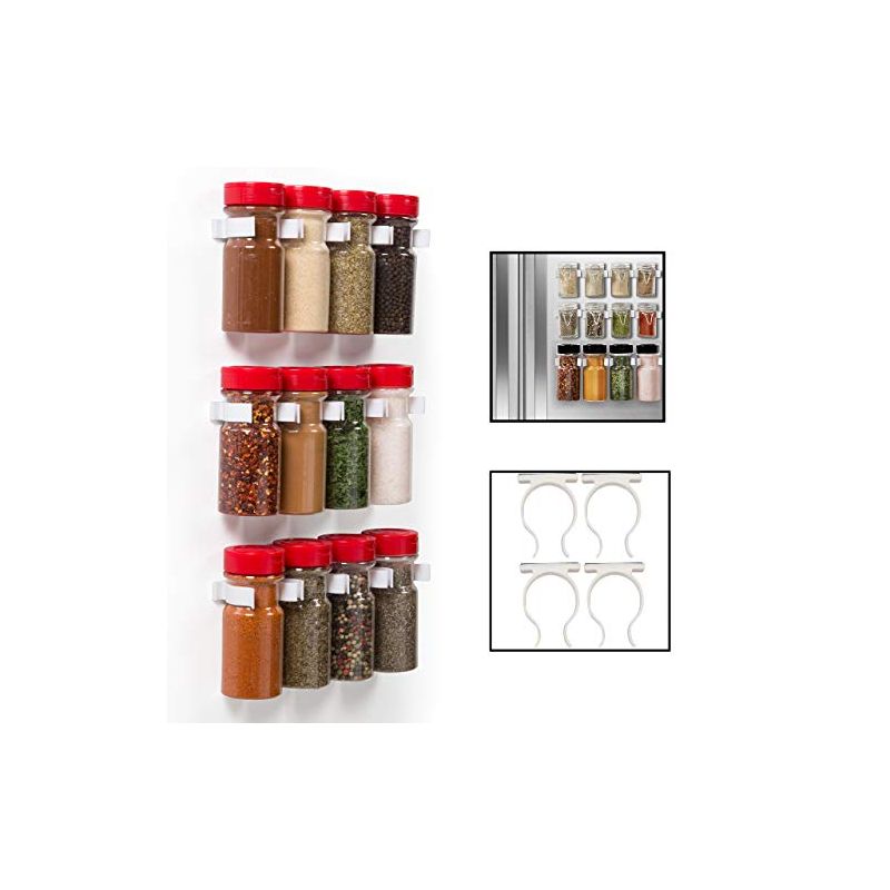 Magnetic Spice Rack Gripper Clips- Set of 4 Universal Spice Jar Clips - Easily Organize and Reorganize Dispensers- No Screws Needed, 1 of 2
