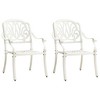 vidaXL Bistro Set Patio Table and Chair Bistro Table Outdoor Cast Aluminum - White 2 - 3 of 4