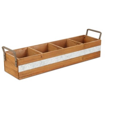 Cheung's Reid Wooden 4 Slot Storage Caddy - Brown
