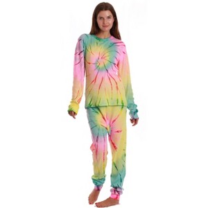 Just Love Women's Tie Dye Two Piece Thermal Pajama Set - Waffle PJ Set - 1 of 3
