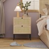 Brafabhome Rattan Nightstands Set of 2 with Drawers, Accent Sofa End Tables Modern Bedside Table with Large Storage for Bedroom Living Room | Beige - 3 of 4