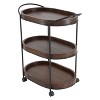Olivia & May Wood 3 Tier Oval Tray Cart Brown: Pine Rolling Bar Cart with Fixed Shelves, No Assembly Required - 2 of 4