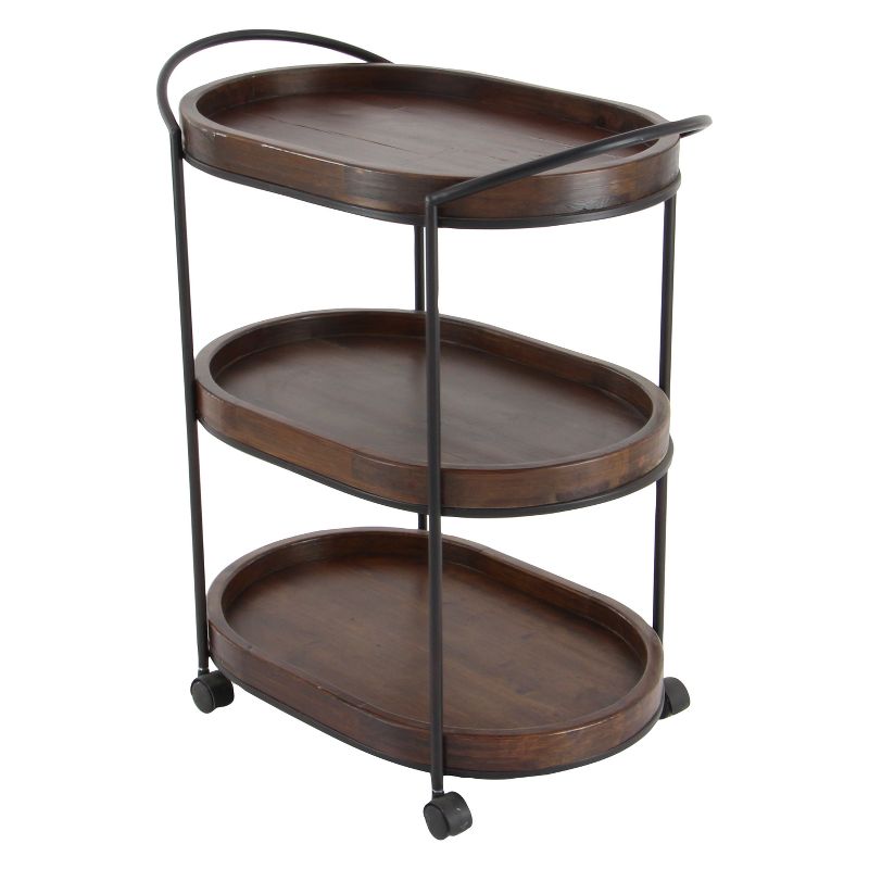 Wood 3 Tier Oval Tray Cart Brown - Olivia & May, 3 of 18