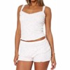 Clotth Women Sexy 2 Piece Pajama Set Sleeveless Lace Trim Crop Cami Top and Shorts Pj Set Y2K Knitted striped Sleepwear Lounge Outfits - 2 of 4