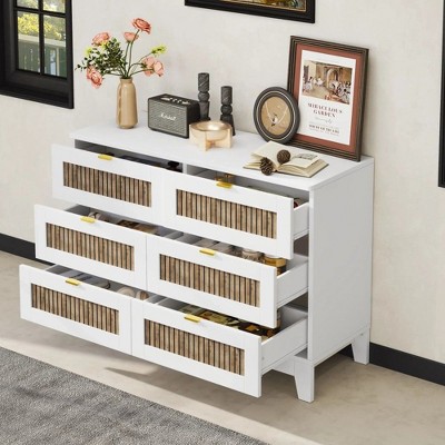 NicBex 6 Drawers Dresser for Bedroom,Farmhouse Dresser with Metal Handles,Dressers for Kids Room,Living Room,Entry and Hallway