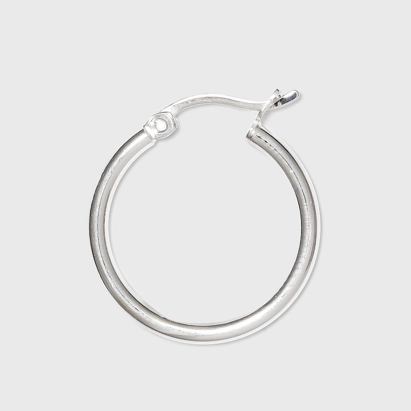 Sterling Silver Round Thin Hoop Earring - Silver, 2 of 3