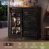5 Drawers Storage Cabinet with Sliding Glass Door, LED Light, Wood Dresser - 3 of 4