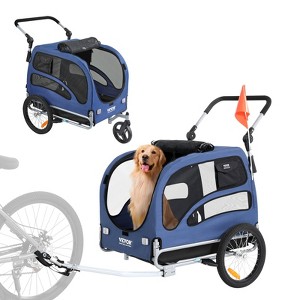VEVOR Dog Bike Trailer, Supports up to 100 lbs, 2-in-1 Pet Stroller Cart Bicycle Carrier, Easy Folding Cart Frame with Quick Release Wheels - 1 of 4
