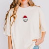 S.W.Smiley Santa Hat Glitter - Women's Garment Dyed Graphic T-Shirt - 3 of 4