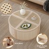 Modular Rattan Coffee Table,4-Piece Convertible Round to Square Table with Storage and Solid Wood Frame for Living Room-Baofuwish - 3 of 4