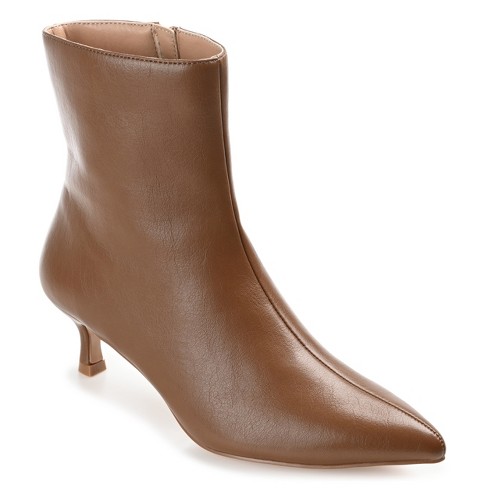 Leather kitten hot sale heel booties