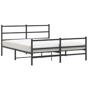 vidaXL Metal Double Bed Frame-Black with Headboard/Footboard, Sturdy Steel Construction, Ample Storage, for Bedroom - 1 of 4