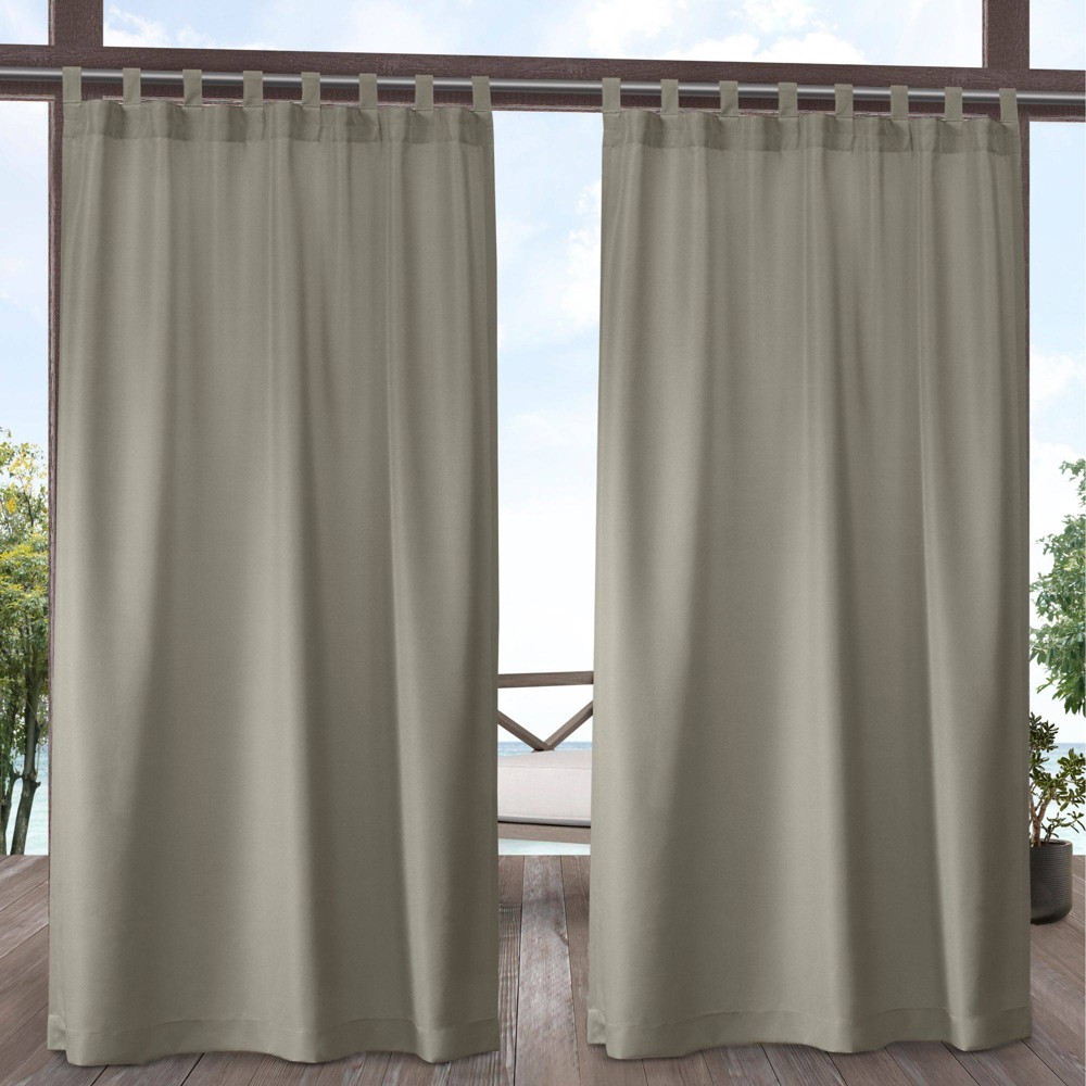 Photos - Curtains & Drapes Set of 2  Indoor/Outdoor Solid Cabana Tab Top Window Curtain Pane(84"x54")