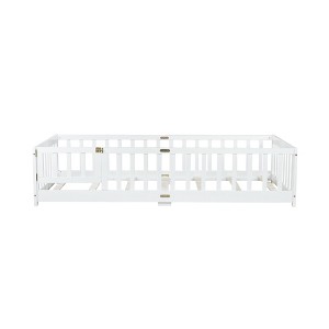 Whisen Twin Size Montessori Floor Platform Bed with Built-in Book Storage Rack on Headboard - 1 of 4