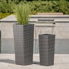 Okak Set of 2 Tall Wicker Planters Rattan Flower Pot 12x12x31.25 Inches and 9x9x23.62 Inches, Square Planters for Garden and Patio - 2 of 4