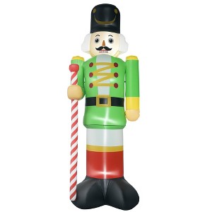 Outsunny 11.8' Christmas Inflatables Green Walnut Soldier with White LED Lights for Lawn Garden Party - 1 of 4