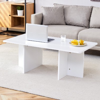 KWPZQEB Coffee Table, Center Table with Stable Triangular Support, Moden Wood Side End Table for Apartment, Living Room, Bedroom